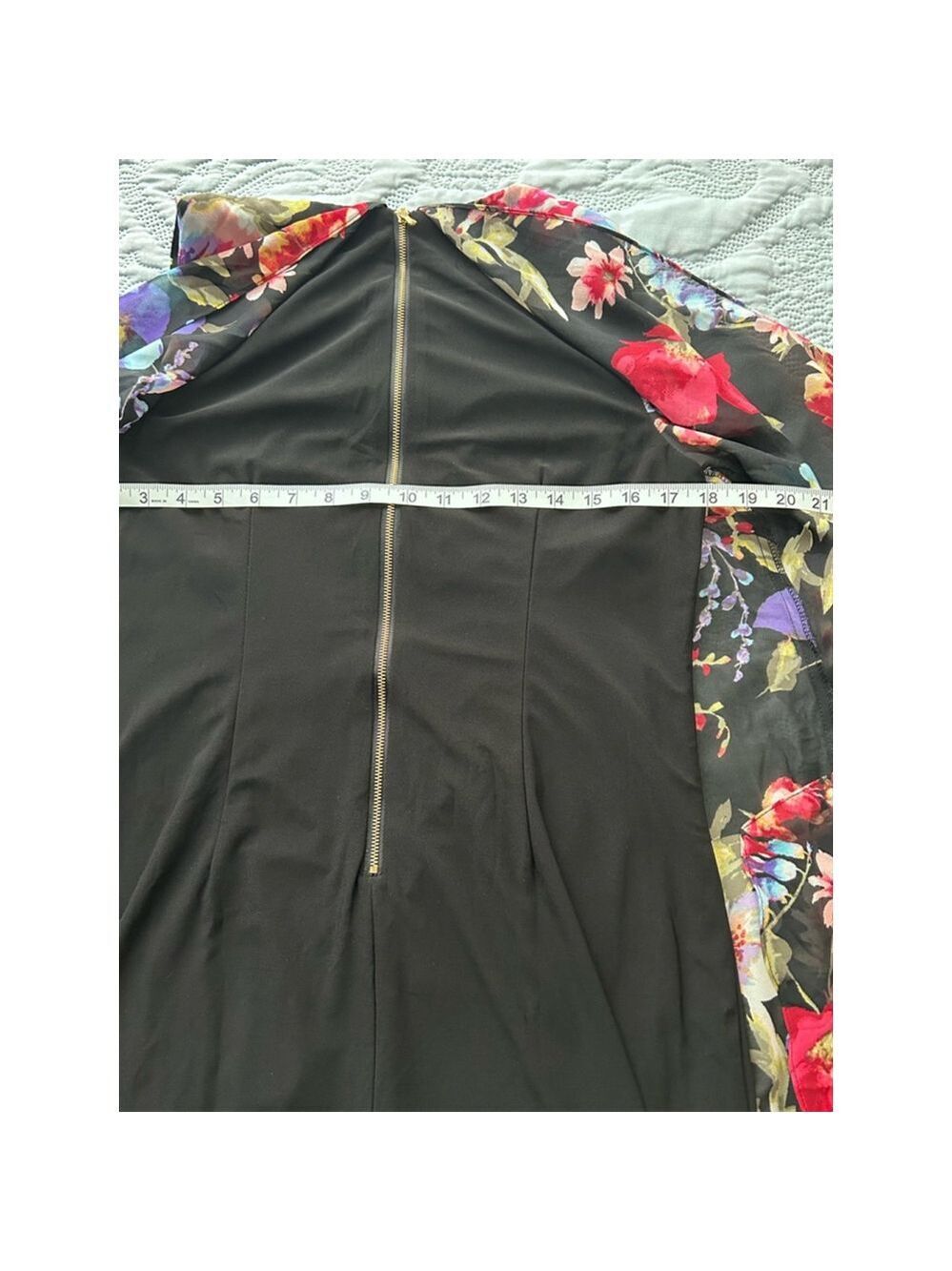 SL Fashions New York Dress Size 10 Black Floral - Picture 12 of 13